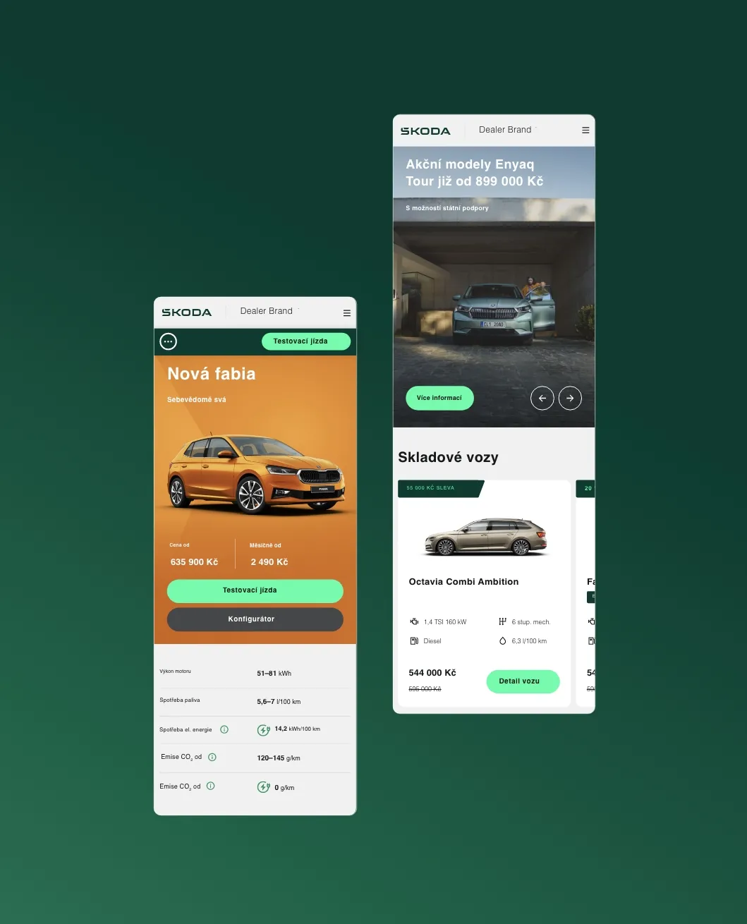 Award-winning websites for Škoda Auto and their official car dealers.